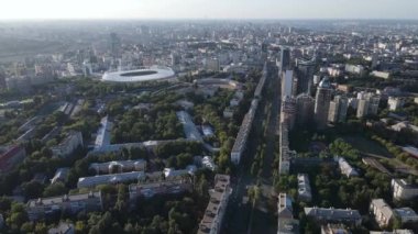 Kyiv - Ukrayna 'nın başkentinin havadan görünüşü. Kiev