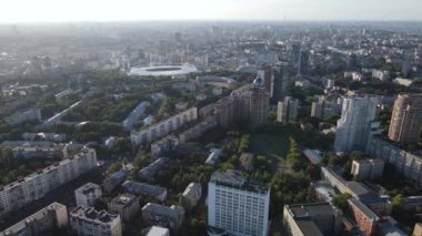 Kyiv - Ukrayna 'nın başkentinin havadan görünüşü. Kiev