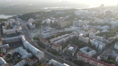 Kyiv - Ukrayna 'nın başkentinin havadan görünüşü. Kiev