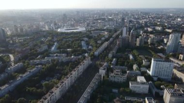 Kyiv - Ukrayna 'nın başkentinin havadan görünüşü. Kiev