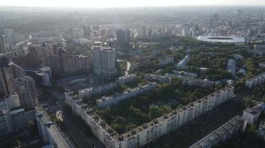 Kyiv - Ukrayna 'nın başkentinin havadan görünüşü. Kiev