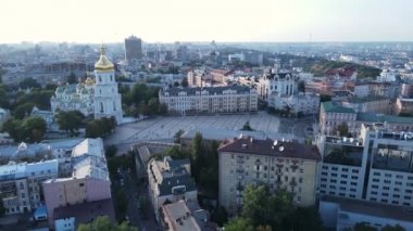 Kyiv - Ukrayna 'nın başkentinin havadan görünüşü. Kiev