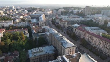 Kyiv - Ukrayna 'nın başkentinin havadan görünüşü. Kiev