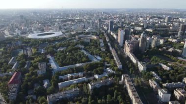 Kyiv şehri, Ukrayna. Hava görüntüsü, Kiev. Yavaş çekim
