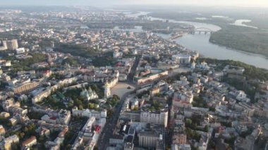 Kyiv şehri, Ukrayna. Hava görüntüsü, Kiev. Yavaş çekim