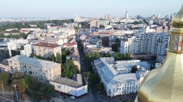 Kijowski krajobraz, Ukraina. Widok z powietrza, Kijów. Zwolniony ruch — Wideo stockowe