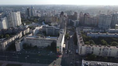 Kyiv şehri, Ukrayna. Hava görüntüsü, Kiev. Yavaş çekim