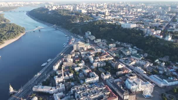 Kiev stadsbild, Ukraina. Flygbild, Kiev. Långsamma rörelser — Stockvideo