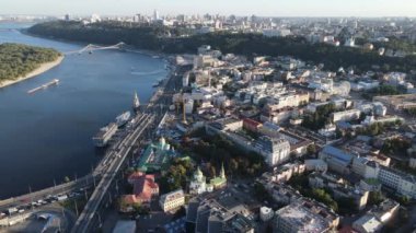 Kyiv şehri, Ukrayna. Hava görüntüsü, Kiev. Yavaş çekim