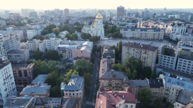 Kyiv şehri, Ukrayna. Hava görüntüsü, Kiev. Yavaş çekim