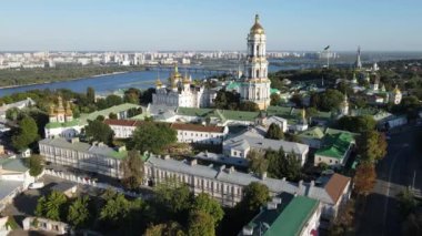 Kyiv şehri, Ukrayna. Hava görüntüsü, Kiev. Yavaş çekim