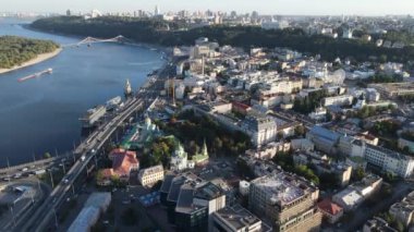 Kyiv şehri, Ukrayna. Hava görüntüsü, Kiev. Yavaş çekim