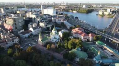 Kyiv şehri, Ukrayna. Hava görüntüsü, Kiev. Yavaş çekim