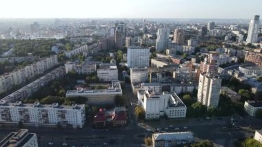 Kyiv şehri, Ukrayna. Hava görüntüsü, Kiev. Yavaş çekim