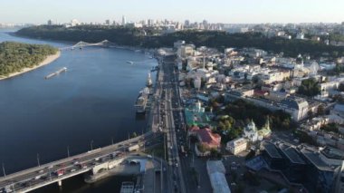 Kyiv şehri, Ukrayna. Hava görüntüsü, Kiev. Yavaş çekim