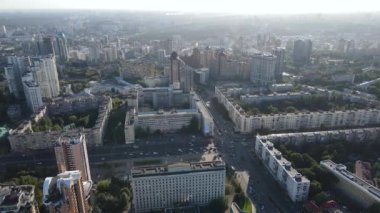 Kyiv şehri, Ukrayna. Hava görüntüsü, Kiev. Yavaş çekim
