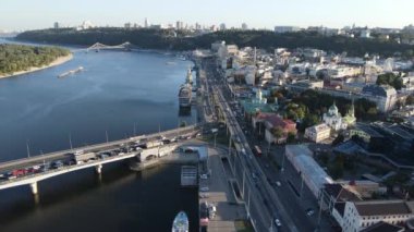 Kyiv şehri, Ukrayna. Hava görüntüsü, Kiev. Yavaş çekim