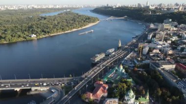 Kyiv şehri, Ukrayna. Hava görüntüsü, Kiev. Yavaş çekim