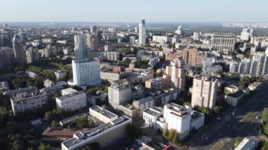 Kyiv şehri, Ukrayna. Hava görüntüsü, Kiev. Yavaş çekim