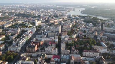 Kyiv şehri, Ukrayna. Hava görüntüsü, Kiev. Yavaş çekim