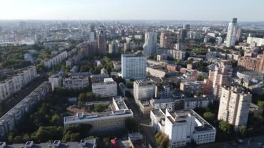 Kyiv şehri, Ukrayna. Hava görüntüsü, Kiev. Yavaş çekim