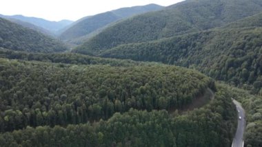 Sonbaharda Karpat Dağları 'nın havadan görünüşü. Ukrayna