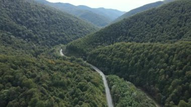 Sonbaharda Karpat Dağları 'nın havadan görünüşü. Ukrayna