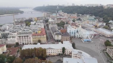 Ukrayna, Kyiv şehri. Hava görüntüsü, yavaş çekim