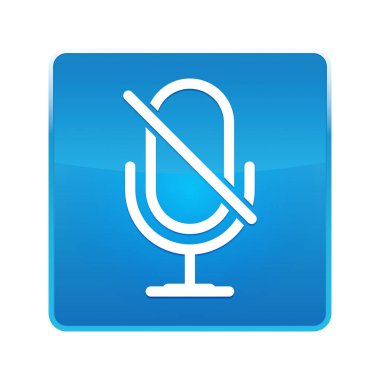 Sessiz mikrofon simgesi parlak mavi kare düğmesi