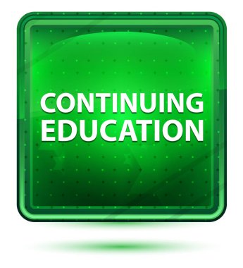 Sürekli eğitim Neon ışık yeşil kare düğmesi