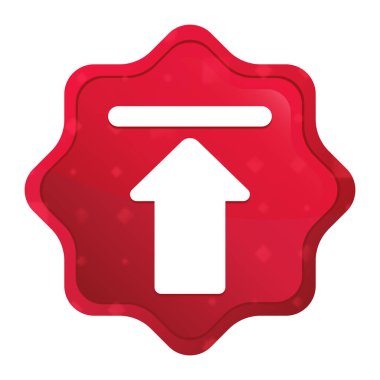 Yükleme simgesi puslu kırmızı yıldız patlaması etiket düğmesi gül