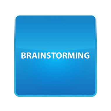 Parlak mavi kare düğme beyin fırtınası