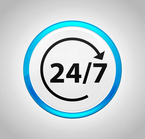 24/7 rotate arrow icon round blue push button — Stock Photo, Image