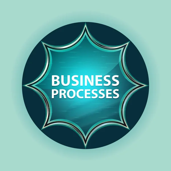 Processos de negócios mágica sunburst vítreo azul botão céu azul — Fotografia de Stock