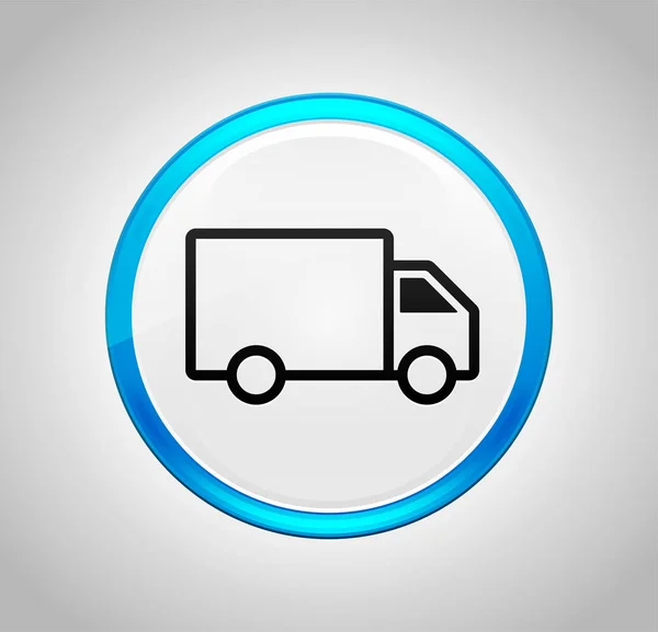 Ícone de caminhão de entrega redonda botão azul — Fotografia de Stock