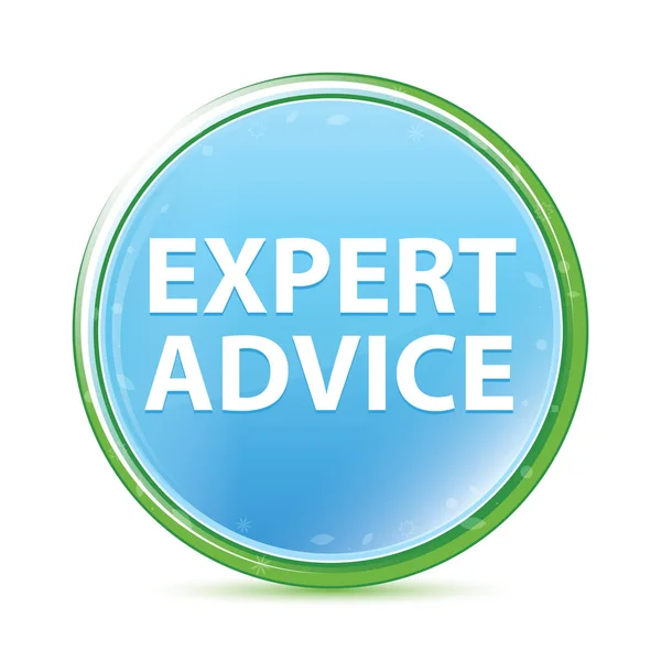 Expert Advice natural aqua cyan botão redondo azul — Fotografia de Stock