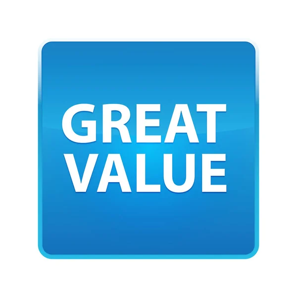 Grande valor azul brilhante botão quadrado — Fotografia de Stock