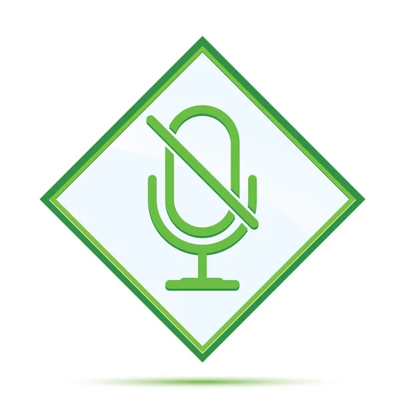 MUTE mikrofon ikon modern abstrakt grön diamant knapp — Stockfoto