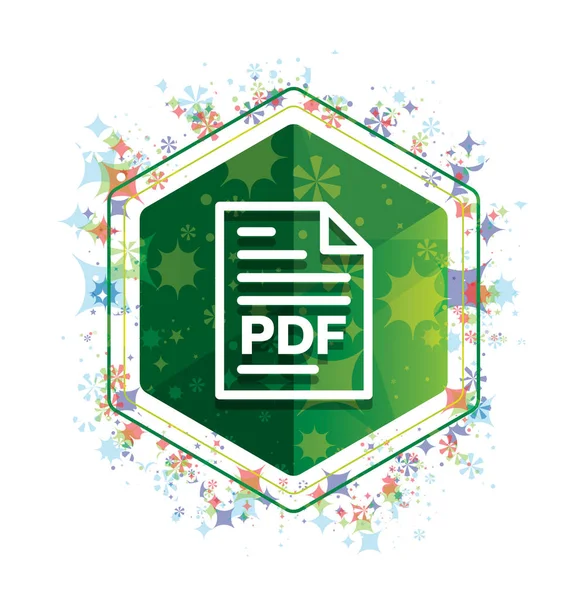 PDF documentpagina icon bloemen planten patroon groene zeshoek Butto — Stockfoto