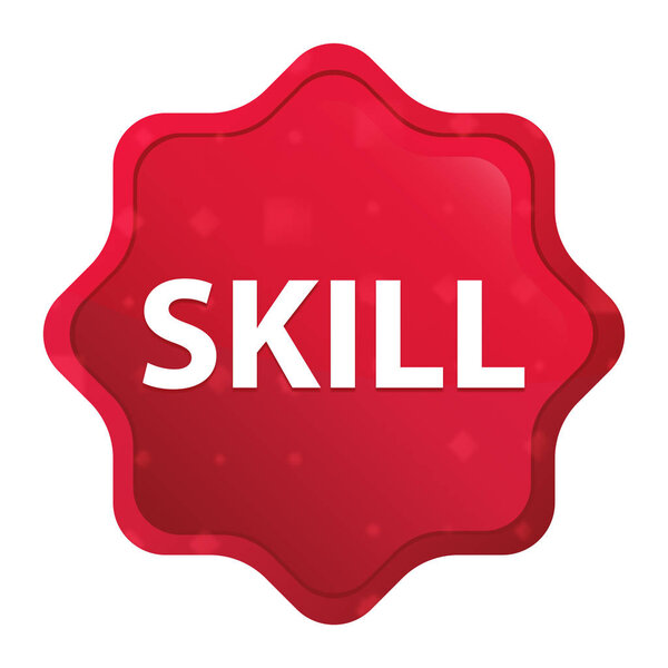 Skill misty rose red starburst sticker button