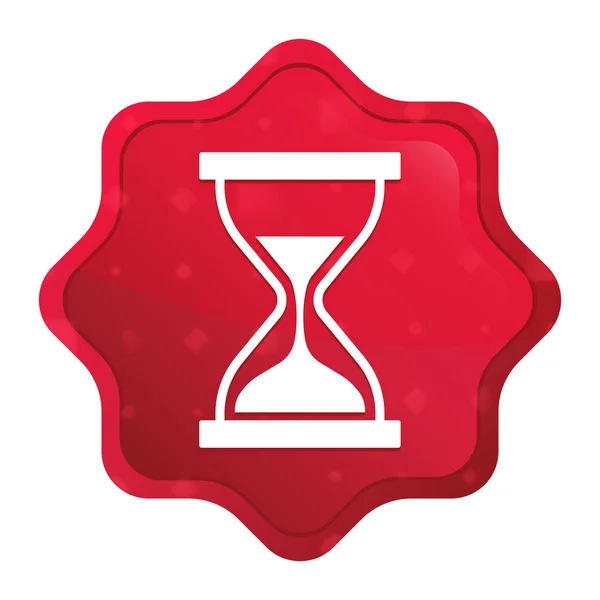 Timer sand hourglass icon misty rose red starburst sticker butto — Stock Photo, Image