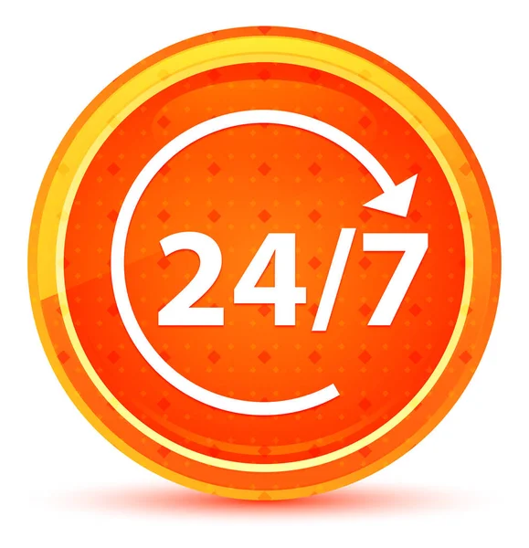 24 / 7 girar icono de flecha botón redondo naranja natural —  Fotos de Stock