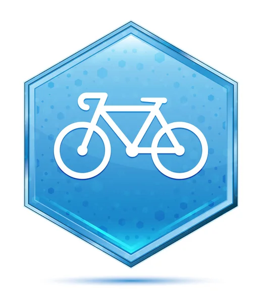 Κουμπί ποδηλάτου εικονίδιο κρυστάλλου-μπλε εξάγωνο — Φωτογραφία Αρχείου