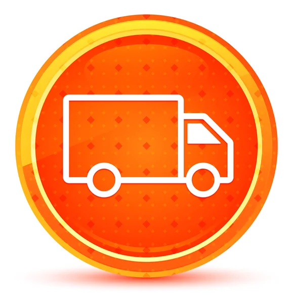 Ícone de caminhão de entrega botão redondo laranja natural — Fotografia de Stock