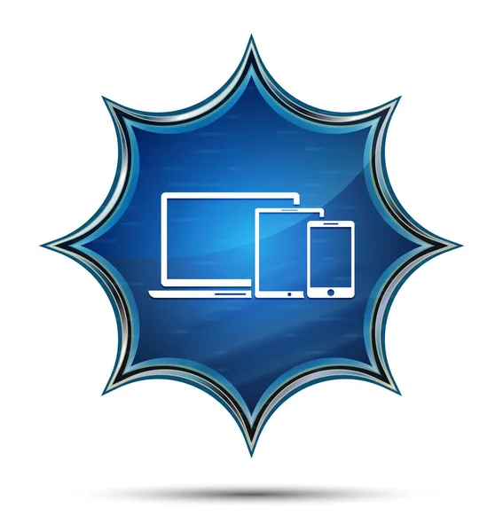 Digitale Smart Devices icon magische glazen zonnestraal blauwe knop — Stockfoto