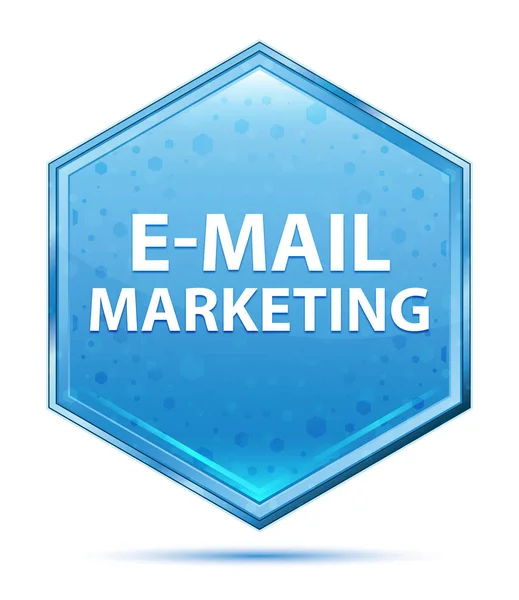 E-mail di marketing blu cristallo pulsante esagonale — Foto Stock