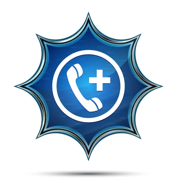 Awaryjne połączenie ikona magiczny szklisty Sunburst niebieski przycisk — Zdjęcie stockowe