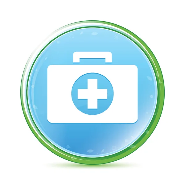 First aid kit icon natural aqua cyan blue round button — Stock Photo, Image