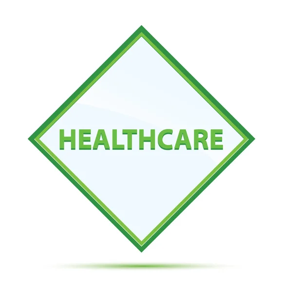 Healthcare modern abstract green diamond button — Stock Photo, Image