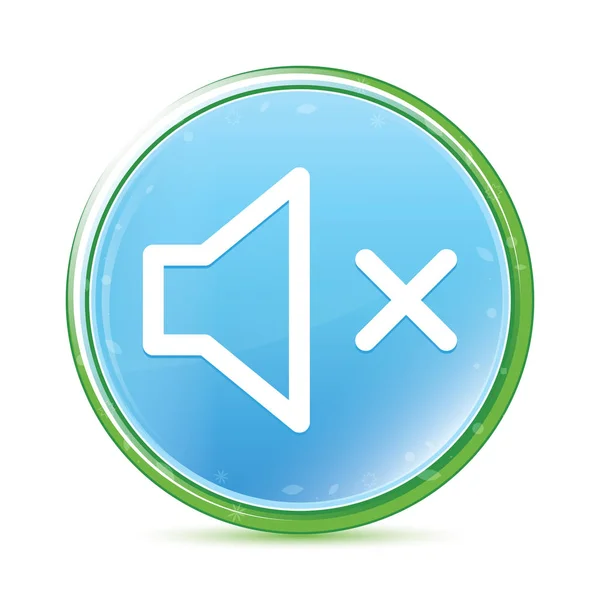 Mute speaker icon natural aqua cyan blue round button — Stock Photo, Image